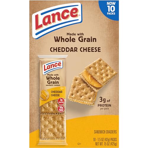 Lance Sandwich Crackers, Made with Whole Grain Crackers, Cheddar Cheese, 10 Packs, 6 Sandwiches Each - 5
