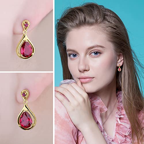 JewelryPalace-Infinito-Pendientes-Colgantes-Mujer-Plata-Oro-14k-Oro-Rosa-Pendientes-de-Gota-88ct-Rubi-Rojo-Creado-Corte-Gota-Agua-Elegantes-Pendientes-Nina-con-Piedra-Joyas-Mujer