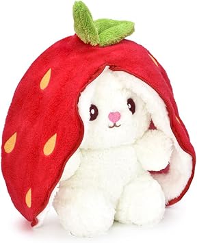 Özgüner Toy 40 cm Plush Strawberry Rabbit, Rabbit plush animal, plush animal, strawberry, easter rabbit, plush-eared strawberry bag, plush strawberry rabbit, strawberry, plush, easter gift