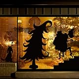 Pawliss Christmas Window Clings Decor: Extra Large Funny Grinchmas Silhouette Xmas Window Clings, 3 Sheets Black Christmas Tree Thief Dog Max Window Stickers for Kids Home School Office Winter Party