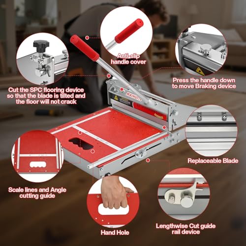 Image of 10 mm All-in-One Upgraded Vinly Cutter, Professional Floor-Cutting Tool | 13-Inch Vinyl Plank Cutter - Straight, Angle, L & U Cuts - for SPC /LVP /LVT /WPC /RVP /VCT /PVC