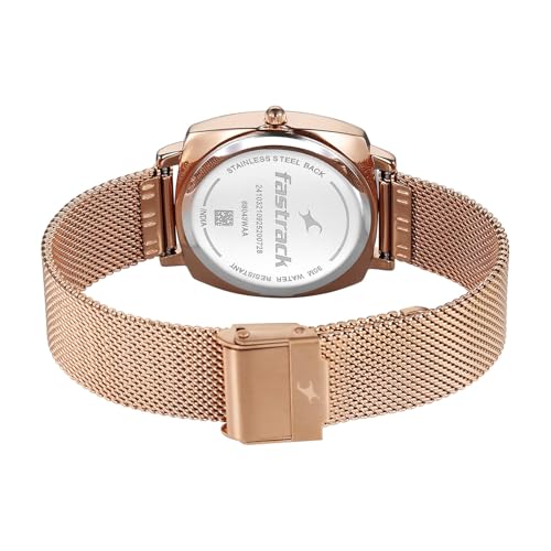 Image of Fastrack Stunners X Quartz Analog with Brown Dial Rose Gold Stainless Steel Strap Watch for Girls - 68043WM05
