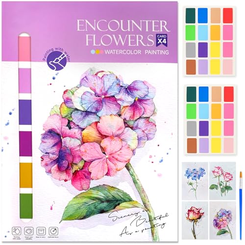 12.6 x 8.9 Watercolor Workbook for Adults Easy Paint Coloring Book