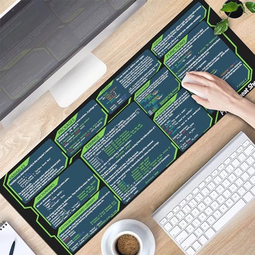 Image of Designfullprint Python Cheat Sheet Mousepad for Beginner, Python Reference Guide Desk Mat, Python CheatSheet for Software Engineers, Gift for AI Programmer Desk Mat KMH