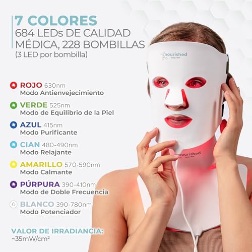 Miniatura 2 de Terapia De Luz De Máscara Facial Led - Máquina De Estiramiento De La Piel Coreana De 7 Colores - Tratamiento De Cara Y Cuello - Dispositivo De Belleza De Luz Azul Y Roja Para Rejuvenecimiento