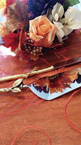 2 Piece Gold Leaf (Twig) Cake Server Set. 1 Cake Knife And 1 Cake Server. Leaf Design 2 Tone Made Of Stainless Steel And Brass. Ideal For Weddings, Party's, Elegant Events. #TOP1