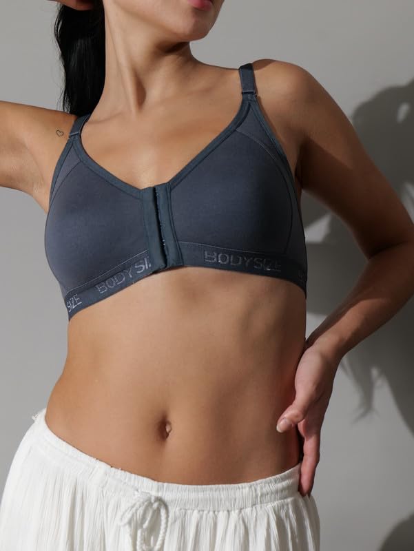 Image of BODYSIZE Cotton Front Open Bra for Women Daily Use | Non-Padded, Non-Wired | Sweat Absorbent Seamless Bra | Full Coverage Regular Wear | Twin Hook Adjuster (Cup Size: B)