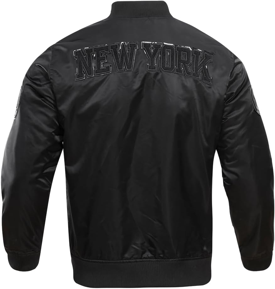 Pro Standard Mens NBA Classic Triple Black Satin Jacket - Image 2