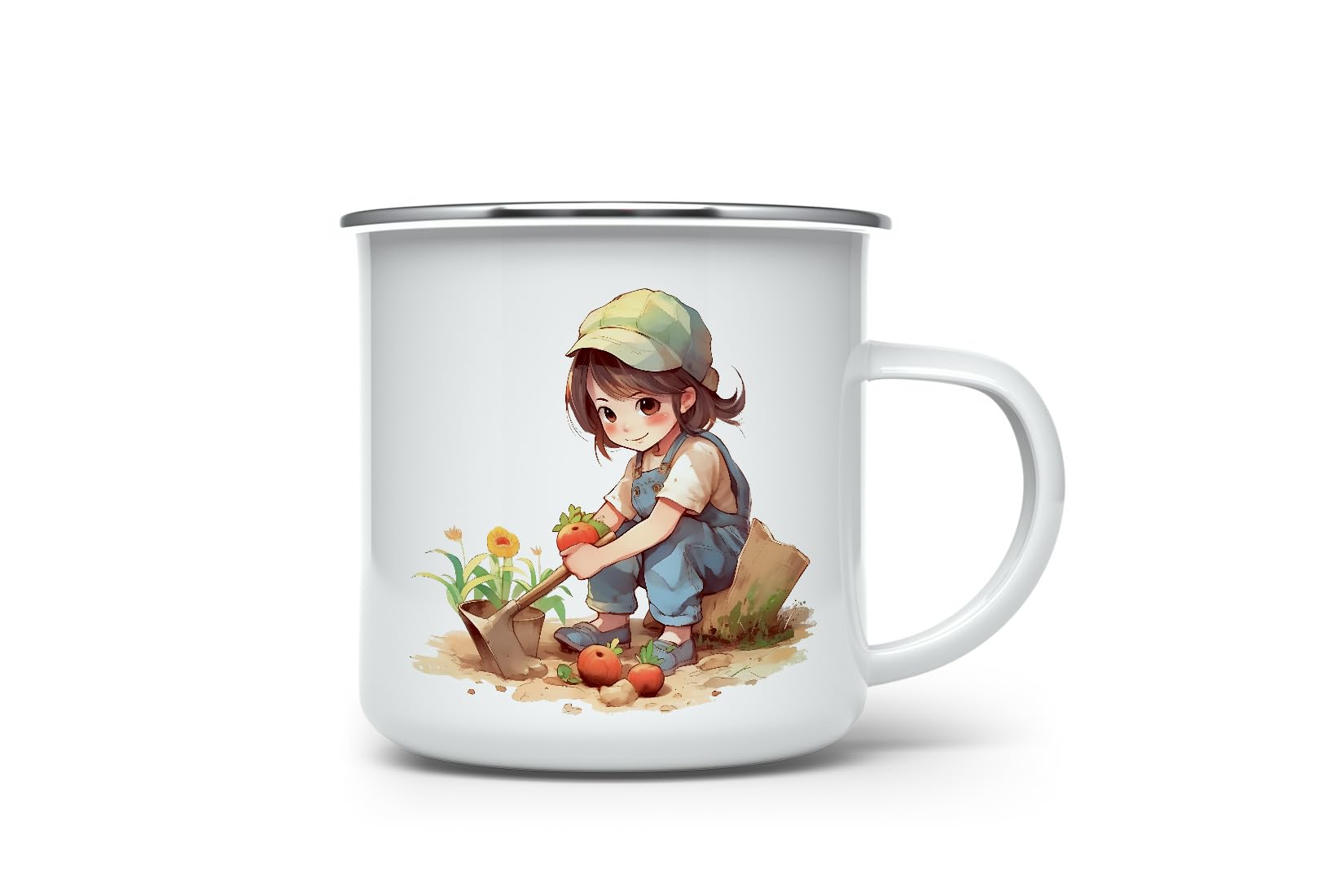 MAXIKIWI - Durable Enamel Coffee or Tea Camping Mug for Indoor Outdoor Use - Gardening Collection - 350ml