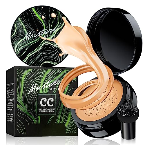 dfjdskl Air Cushion CC Cream Mushroom Head Foundation - Moisturizing BB Creams Foundation, Long-Lasting Waterproof Matte Concealer for Even Skin Tone，Gifts for Women (Medium Deep, 1 PCS)