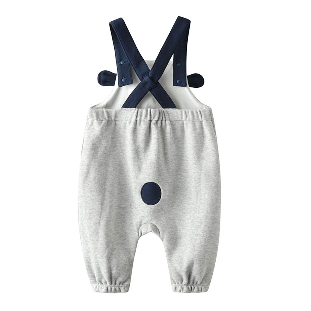 Infant Baby & Little Boys' 100% Cotton Cartoon Animal Overalls Rompers Grey 6 9 12 18 24 Months (73 (9-12M))
