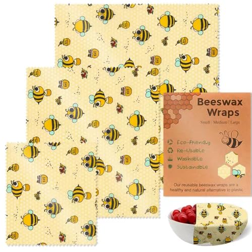 Elegantes Cera Abejas Conjunto Envoltorios Alimentos 3 Mantiene Frescura Alimentaria Accesorio Para Hogar Algodón Naturalmente Resistente Para Organización