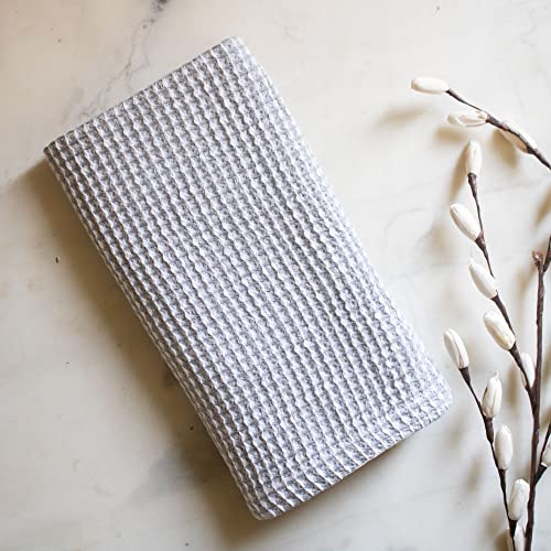 Image of HAMELIN The Ezra Waffle Hand Towel | Pure Cotton Lightweight Anti Microbial & Water Absorbent | Softer Touch Quick Drying Towels | Durable & Long Lasting | Pewter Grey | 70 cm x 43 cm | Pack of 1