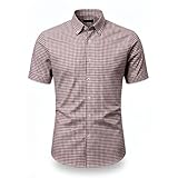 Camisa Xadrez Masculina Country Manga Curta Botão na Gola (BR, Numérico, 6, Regular, Marsala/Branco)