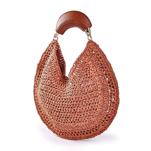 Bolso Hobo de Paja para Mujer estilo Media Luna miniatura 1