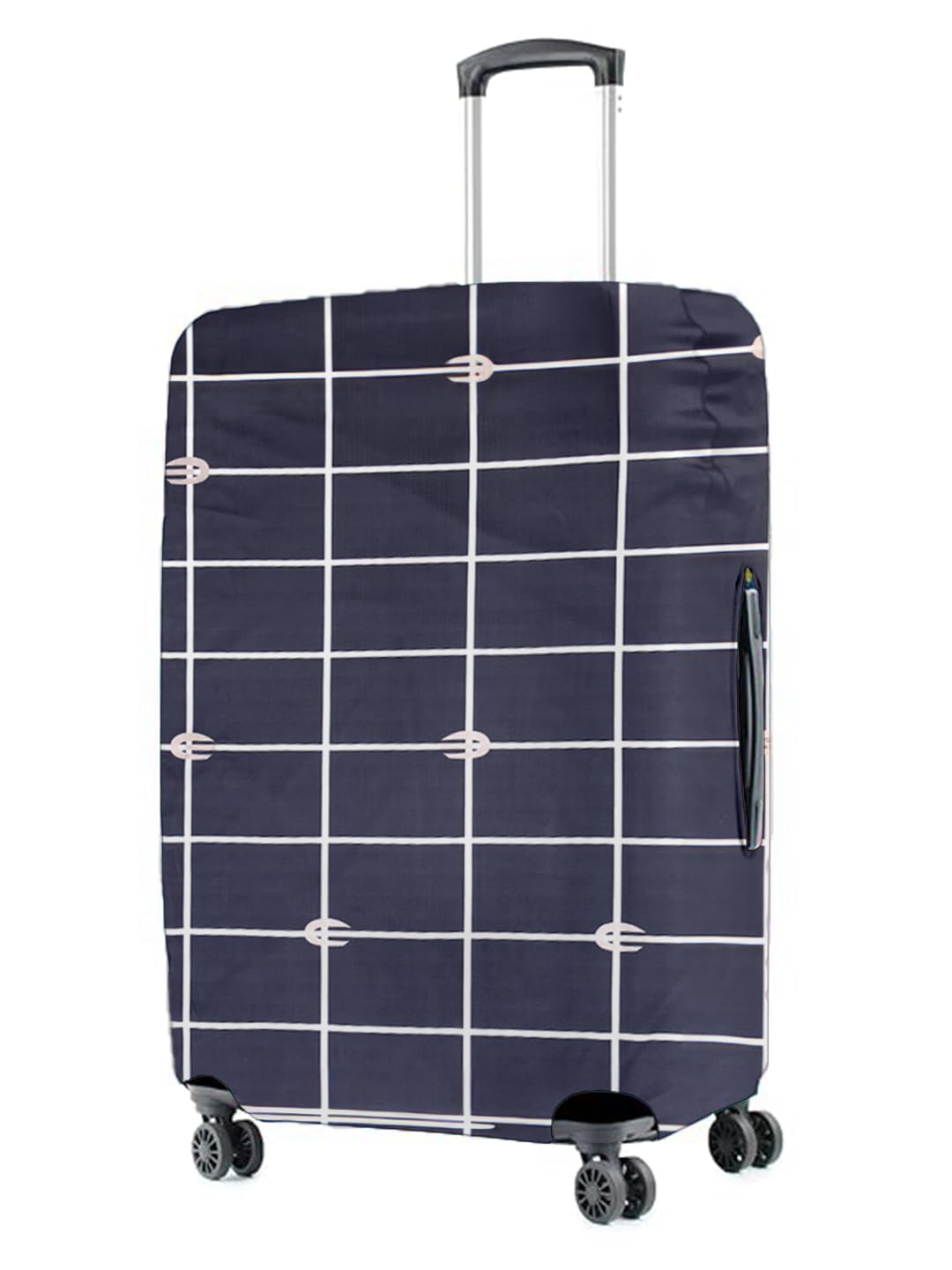 cortina Geometry Print Travel Suitcase Protective Cover|Medium|Fit 22-26 Inch Luggage|Eco-Friendly|Polyester-Spandex|65cm (24 inch)|Luggage Protectors|Anti Scratch|Pack of 1|Grey-picture-22