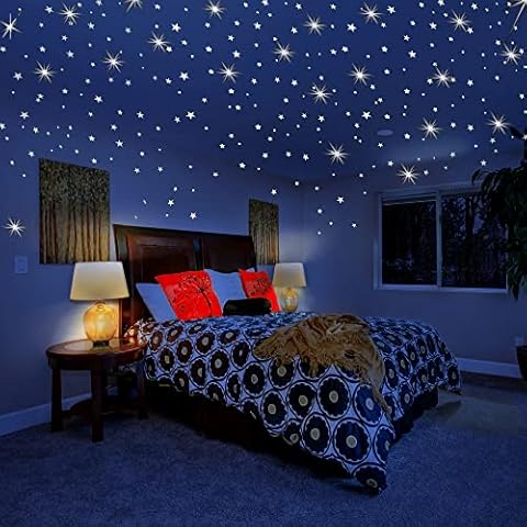 Glow in The Dark Stars for Ceiling or Wall Stickers - Glowing Wall Decals Stickers Room Decor Kit - Galaxy Glow Star Set and Solar System Decal for Kids Bedroom Decoration Cover