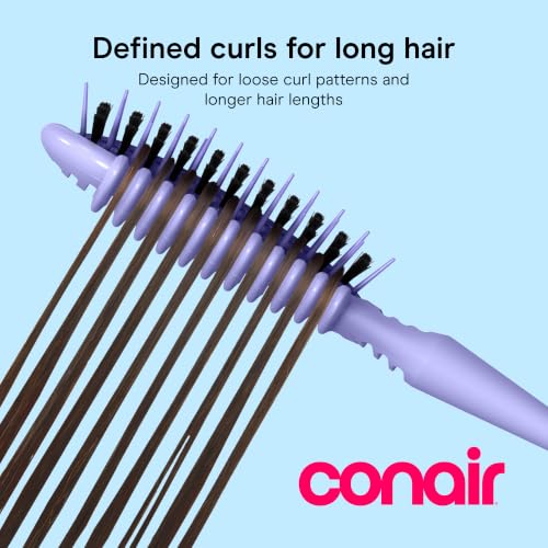 Image of Conair Detangler Curly Hair Brush | Curl Define Pro for Enhancing and Detangling Loose Curls and Long Hair, Purple, BR95707PUR2L