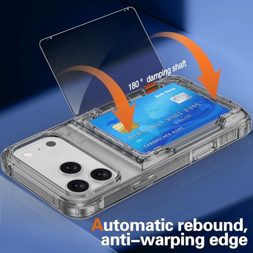 Coque iPhone 17 Pro Max transparente avec porte-carte et support rigide silicone