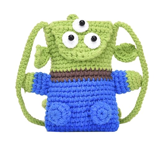 Knitted Kawaii Wallet, Cute coin purse, Kawaii Messenger Bag for Women, Handmade Purses and Crossbody suitability Animal purses for Women Girls (blue-green)