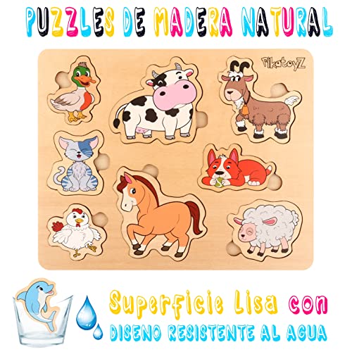Miniatura 6 de Pikatoyz Juguetes Montessori Para Bebés De 1 Año, 2 Y 3 Años. Puzzle De Madera Juegos Educativos Con Rompecabezas De Animales De Granja.