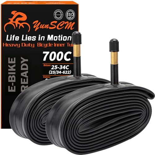 700C Heavy Duty Bike Tubes 700x25C/28C/32C/34C (25/34-622) 700C Bicycle Tubes Premium Butyl Rubber Compatible with Road Gravel Hybrid Bike Tire Tubes Schrader Valve AV48mm 2-PCS