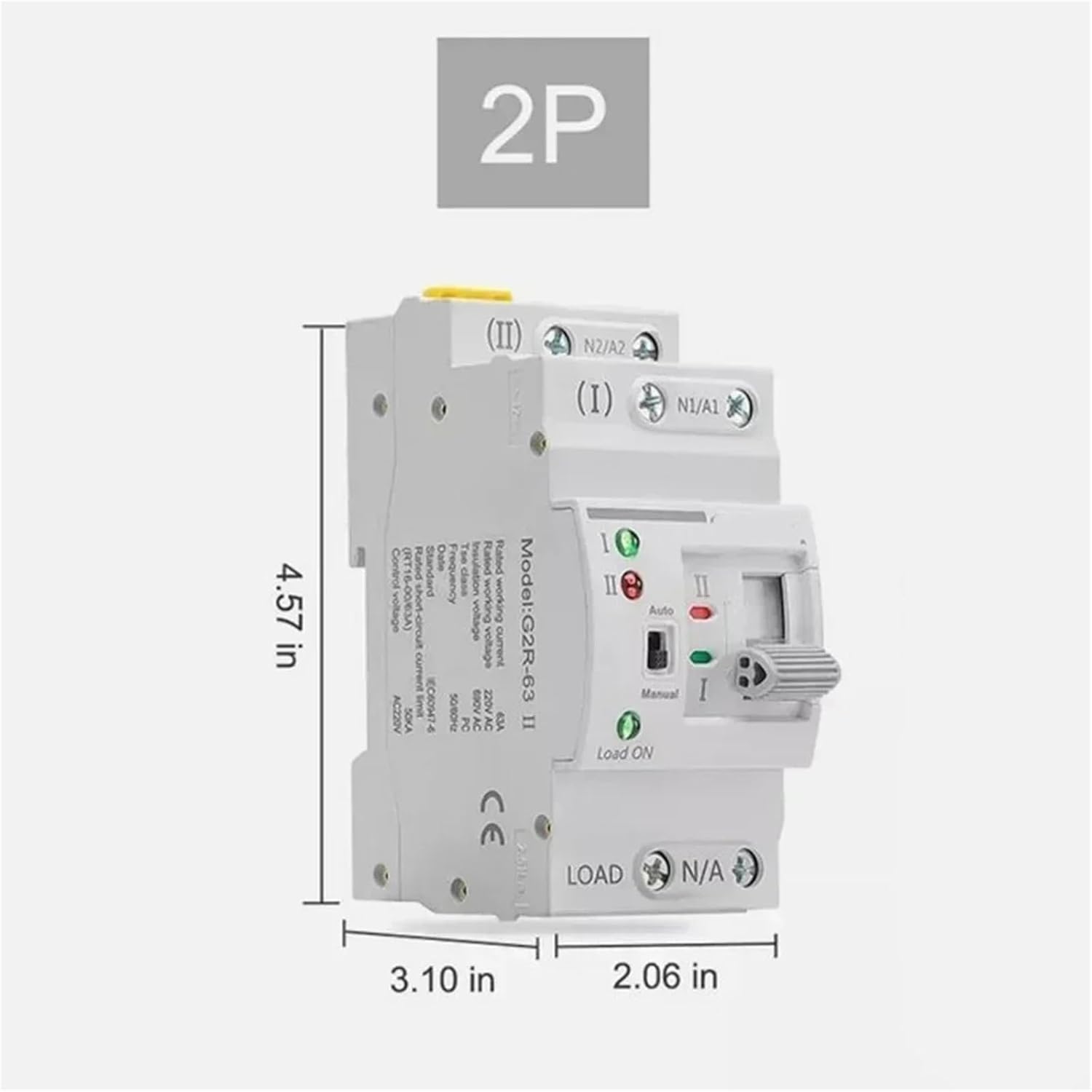 ATS Automatic Transfer Switch Electrical Selector Switche Dual Power Switch Generator Intelligence Light Switch 2P 63A 220V