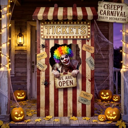 Image of Boao 4 Pack Halloween Awning Decoration Creepy Circus Theme Party Decor