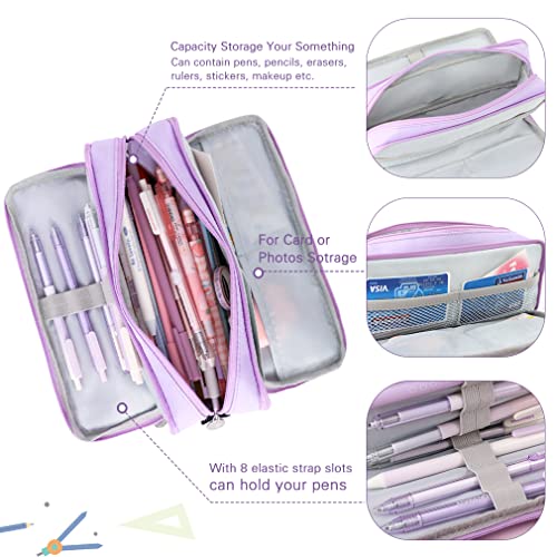 Image of iSuperb Large Pencil Case 3 Compartments Pencil Pouch Big Capacity Pencil Bag for Kids Teen Girls Boys Student School Supplies Oxford Organizer Pen Bag Cosmetic Makeup Pouch