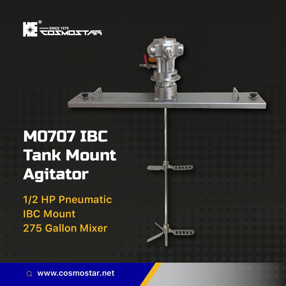 COSMOSTAR M0707 mieszadło pneumatyczne, mocowanie IBC do zbiornika IBC, wyposażony w przekładnię 3:1, trzpień SUS i śmigło, mieszadło kolorowe, mieszadło do farby, mieszadło do mieszadła do