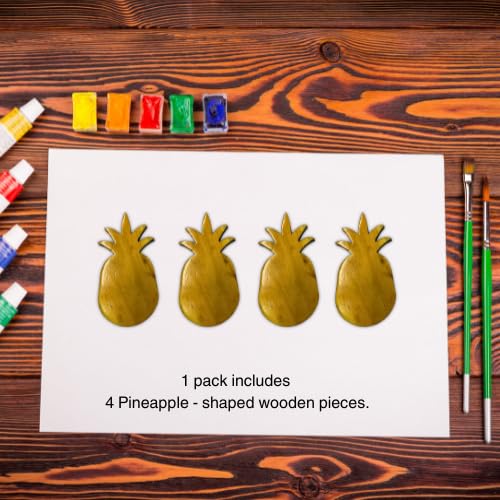 Holzmate DIY Wooden Fruit Fridge Magnets | Handcrafted Wooden Pieces with Pre-Attached Magnets | Ideal for Birthday Return Favours | Paints Not Included | Do It Yourself for Kids (4, Pineapple)