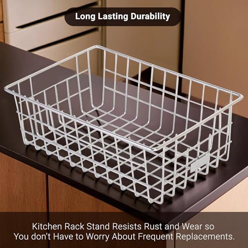 Image of Kuber Industries Pack of 3 Small Stainless Steel Basket for Storage - Pooja Items & Kitchen Storage Tokri for Onion Organizing - With Handles - Silver