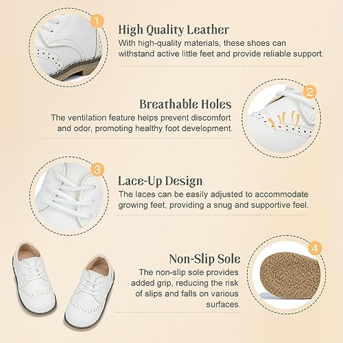 Image of KIDSUN Toddler Dress Shoes Boys Girls Lace Up Oxford Shoes School Uniform Loafer Flats Casual Wedding Party Shoes