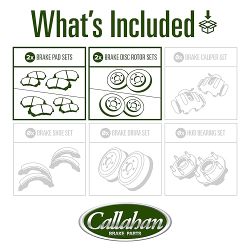 Image of Callahan Brake Parts Brake Kit for Hyundai Elantra 2021-2023 Front and Rear Replacement Brake Rotors with Ceramic Brake Pads CLHCKO115700
