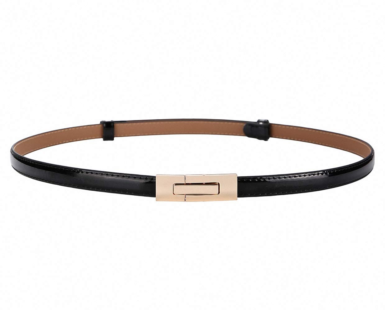 Ulalaza Women Skinny Leather Belt for Dress Adjustable Elastic Thin Cinch Waist with Alloy Buckle for Ladies Wedding Dress Decoration