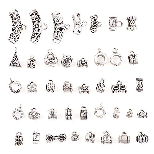 Bledyi 40 Stück Retro-Anhänger, Anhänger für DIY, Schmuckherstellung, Zubehör, Charm, personalisierbar, Ausschnitt, antikes Silber, ein Geschenk für Familie und Freunde Cover