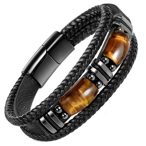 Enjoy Risingsun Tiger Eye Leather Bracelet