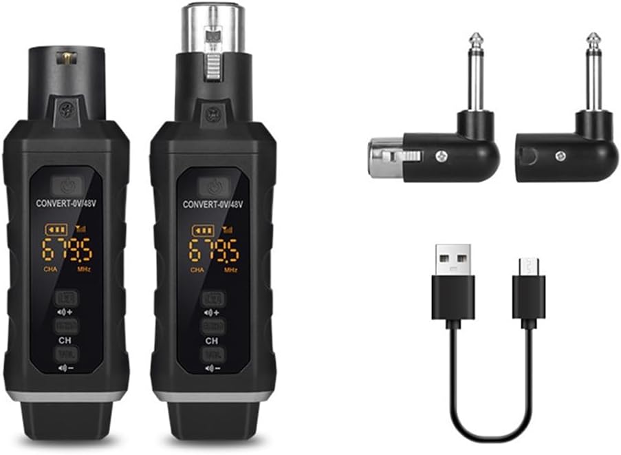 UHF XLR Adapter System Wireless Microphone Transmitter Receiver System for Dynamic Microphone Guitar Audio Mixer