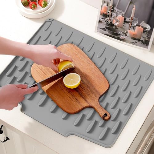 Alfombrilla de silicona para secar platos impermeable con diseño resistente al calor 7