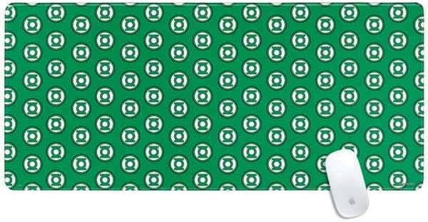 Skinit Extra Large Gaming Mouse Pad - Officially Licensed Green Lantern Logo Pattern Design with Stitched Edges, Waterproof, Non-Slip Rubber Base, Desk Mat for Keyboard & Mouse, 35.75" x 15.4" inches