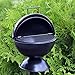 WHW Whole House Worlds Smoke Ashtray Garden Stake, Lidded Dome with Pedestal Base, BBQ Grill Party Style, Black Lacquered Iron,5 Diameter x 44 1/2 H inches