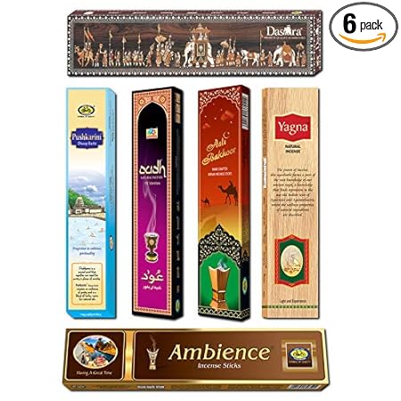 Cycle Agarbatti Combo Pack - Dasara, Pushkarani, Yagna, Ambience, Asli Bakhoor and Oudh Incense Sticks (Pack of 6)