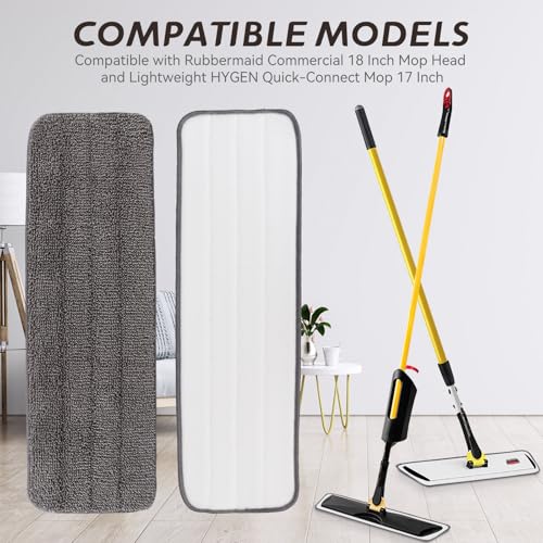 Image of Replacement Mop Pads Fit for Rubbermaid Commercial 18 inch and 17 inch Mops - 10 Pack Wet & Dry Commercial Cleaning Reusable Refills Fit for Any Microfiber Flat Mop System 18 inch and 17 inch - Gray