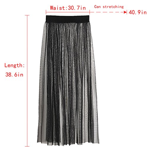 Queena Women's Stretchy Sheer Mesh Long Skirt Tulle Maxi Skirt See Through Beachwear Bikini Cover Up4