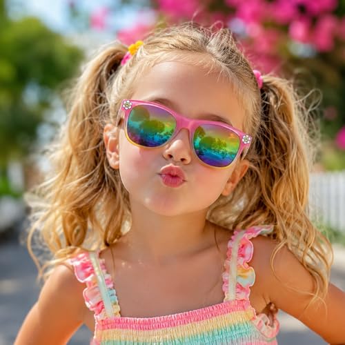 Image of Kids Sunglasses for Girls with Eyeglasses Case for Party Beach Dress Up Glasses