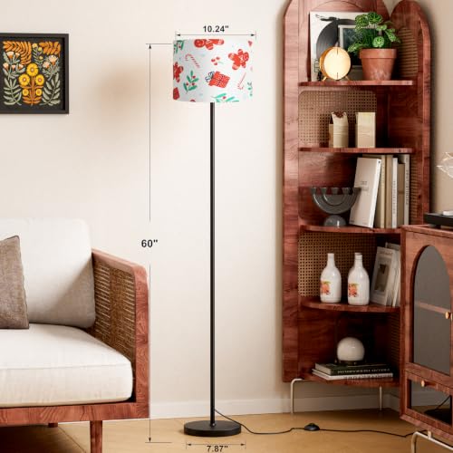 Image of Ambimall 60'' Modern Floor Lamp with Shade, Tall Lamps for Living Room, Bedroom, Office, Dining Room, Christmas Decoration Lampshade(Without Bulb)