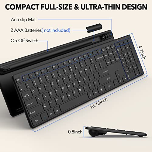 Wireless Keyboard - Ultra Thin Computer Keyboard With Sleek Design, Compact Full Size, Updated Version “Panther” Keyboard- Ideal For Laptops, Desktops, And Tablets - Works With Windows, Mac #TOP4