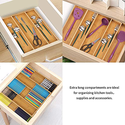 Utoplike Bamboo Expandable Kitchen Drawer Organizer, Adjustable Utensil Holder And Cutlery Tray Organiser, Drawer Divider For Silverware, Flatware, Knives In Kitchen, Bedroom, Living Room #TOP4