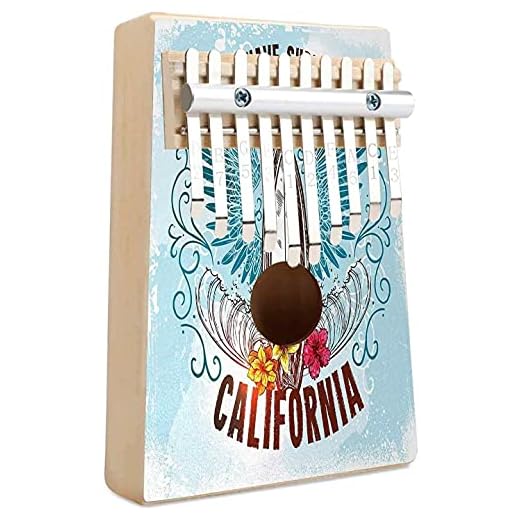 Surf Kalimba 10 nycklar tumpianobricka etikett med skiss blommor som vingar vågryttare som gratis flygande fågel konstnärlig bild arbete bärbar Mbira Sanza afrikansk trä finger piano gåva för barn vuxna började