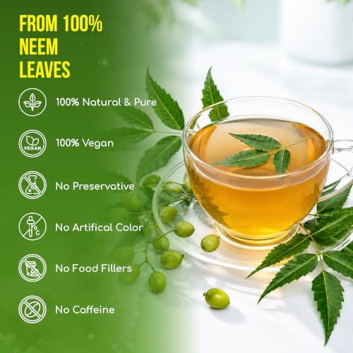 Image of FreshDrinkUS, Premium 33 Neem Leaf Tea Bags, 100% Natural and Pure from Neem Leaves. Herbal Tea. No Sugar, No Caffeine, No Gluten, Vegan.